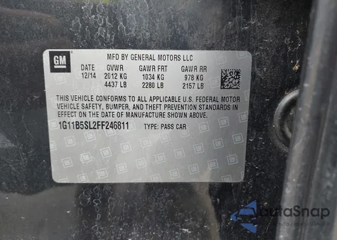 2015 Chevrolet Malibu Ls z USA, uszkodzony, nr VIN 1G11B5SL2FF246811